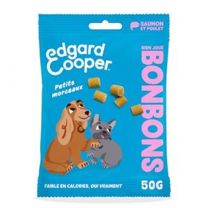 Edgard & Cooper Friandises pour Chien Petits Bonbons Naturels Chien Adulte sans Cérales, Sachet de 1x50g, Saumon & Poulet