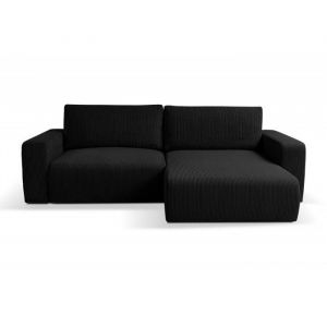 Meublesline Canapé d'angle convertible gayao en velours côtelé Noir