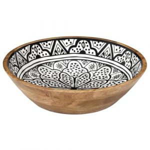 The home deco factory HOME DECO FACTORY - KA0568 Saladier Manguier Dune Noir, Design Moderne, Salades, Fruits, Décorations, Entretien Facile, Diamètre 28 cm, Marron, Blanc, Noir