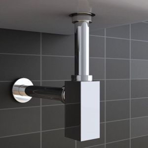 Mai&mai - Siphon pour Lavabo de Salle de Bains ou Vasque Anti Odeur Siphon Angulaire en Laiton Chrom&eacute; S6