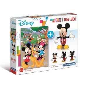 Clementoni Coffret puzzle 104 pièces Mickey Mouse + Micke