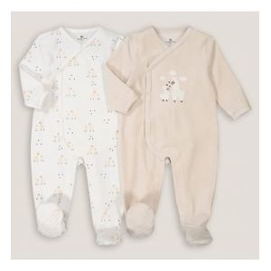 Lot de 2 pyjamas 1 pièce en velours imprimé lamas