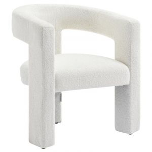 Vente-unique - Fauteuil en tissu bouclette blanc favina