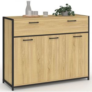 Idmarket Buffet 100 cm detroit 3 portes et 1 tiroir design industriel