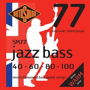 Rotosound Jazz Bass Jeu de cordes pour basse Monel Filet plat Tirant hybrid (40 60 80 100) (Import Royaume Uni)
