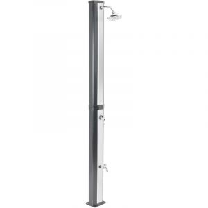 Beliani Douche Extérieur Moderne en PVC Solaire avec Fonction Pluie Noir et Argenté Topocalma