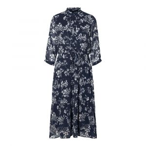 Image de Vero Moda Manche 3/4 Robe Longue Dino 34 Calf M Navy Blazer / Aop Dino