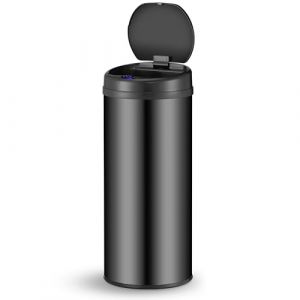 Poubelle automatique / Poubelle à déchets / Poubelle à détecteur - 50 litres - Noir - Rond