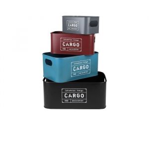 Urban living Boites de rangement - Lot de 4 caisses ouvertes en m&eacute;tal "Loft & Metal" - Multicolore - L 35 x P 23 x H 15 cm