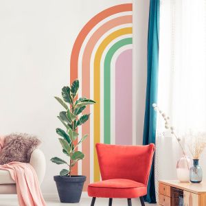 Ambiance Sticker Papier peint intissé pré-encollé fresques géants - DEMI ARCHE ARC-EN-CIEL - adhésif décorative - 135x45cm