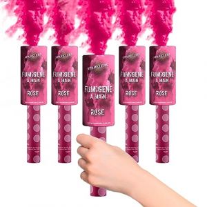 Fumigène Torche a Main 45 secondes couleur Rose - Lot de 5 - Déclenchement à Mèche, durée 45 sec,