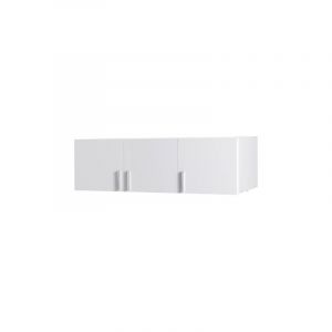Meublorama - Surmeuble d'armoire trois portes collection flex, coloris blanc brillant