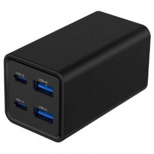 Gembird TA-UC-2A2C-PD65-01-BK Chargeur rapide USB PowerDelivery GaN 65 W, 4 ports (2x USB-C, 2x USB-A), Noir