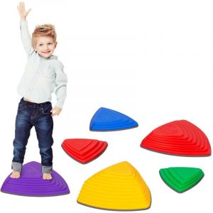 Leogreen Pierres d'equilibre pour enfants, Jouets/ jeux d'equilibre et de Motricite, 6 pieces, developpe l'equilibre et la coordination, vives