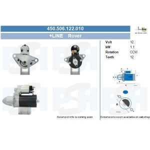 Démarreur, 12 V BV PSH, par ex. pour MG, Rover