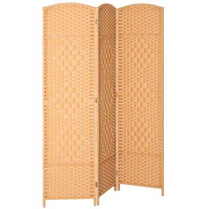 Homcom Paravent intérieur - 3 panneaux - pliable - pour salon chambre à coucher maison - 135 x 180 cm - brun clair