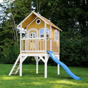 Axi Maisonnette Sophie marron-blanc toboggan bleu