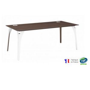 Image de GAUTIER OFFICE Bureau pieds arbre métal - XENON - L170 cm - Finition chêne/blanc