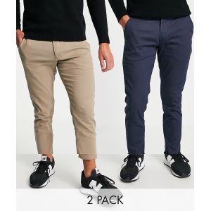 Jack & Jones Pantalon Marco Dave Akm 2 Paires 30 Beige / Pack Navy Blazer