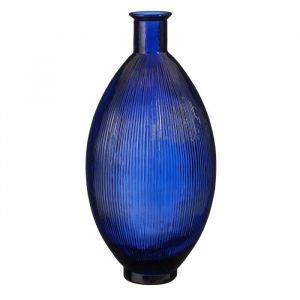 Mica Decorations Vase bouteille Firenza - H59 x Ø29 cm - Verre recyclé - Bleu foncé