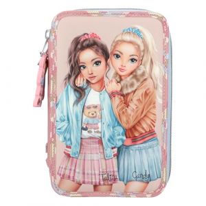 Depesche Trousse à crayons - TOPModel Team Teddy - Rose - 18 feutres - 18 crayons de couleur