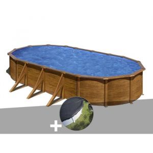 Gre Kit piscine acier aspect bois Pacific ovale 7,44 x 3,99 x 1,22 m + Bâche d'hivernage 744,00 x 399,00 x 122,00 Bois