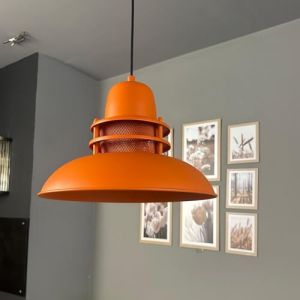 Bamyum Suspension Luminaire Industrielle, Lustre Salon de 34 cm, Lustre Cuisine en M&eacute;tal, Vintage Lampe de Chambre, Salle &agrave; Manger, Couloir, Lampe &agrave; Suspension Industrielle, Plafond Orange