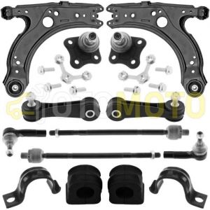 Kit bras de suspension avant compatible AUDI A3 8L VW GOLF IV 4 BORA composé de 12 pièces