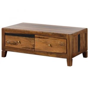 Massivmoebel24 - ancona 102 Table basse en bois de sheesham - laqué / brun 115x60x45