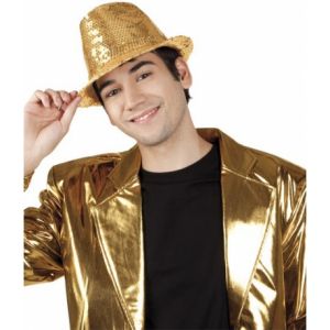 Image de Chapeau borsalino à sequins doré adulte