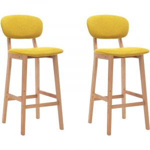 VidaXL Tabourets de Bar Tissu 2 pcs Jaune Moutarde