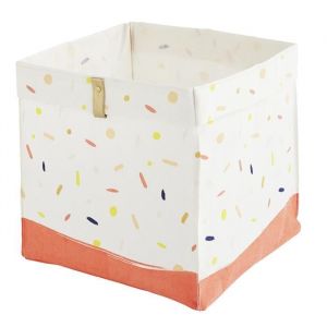 Image de Box and beyond Panier de rangement souple Enfant - Pliable - Poignée effet cuir - Motif Confettis - Polyester - 31x31x31cm