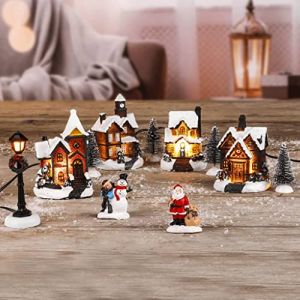 Village de No&euml;l avec neige d&eacute;corative &eacute;clair&eacute; par LED Sc&egrave;ne de No&euml;l en 3D D&eacute;coration de No&euml;l