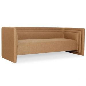 Canapé moderne 3 places style cubique Fredonia Tissu Marron