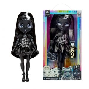 Rainbow high Shadow High Shanelle Onyx - Poup&eacute;e Mannequin Cama&iuml;eu de Gris 28cm, Cheveux et Tenue Noirs, Sac &Agrave; Main &Eacute;l&eacute;gant, Cadeau Mignon pour Les Enfants de 4 &agrave; 10 Ans