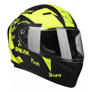 Image de Lazer Casque intégral FH4 Bad Boy noir mat/Jaune fluo - M