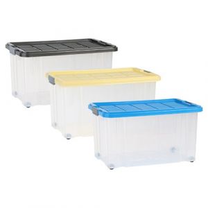 Axentia 235874 CAISSE UNIBOX AVEC COUVERCLE ET ROUES, 60 X 40 X 34 CM, 55 L