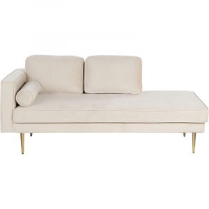 Beliani Chaise Longue Côté Gauche en Velours Beige Tissu Velouté Assise Rembourré Miramas - Beige