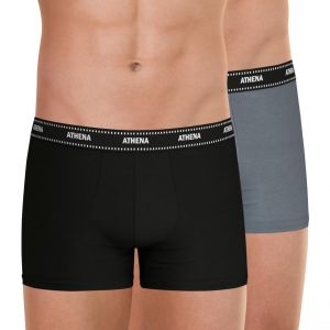 Athena Lot de 2 boxers homme Duo Essentiel gris en coton