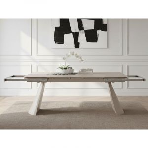 Bobochic Table à manger extensible 180 à 260 cm ROMEO plateau pierre effet travertin