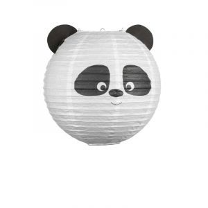 Mathias Suspension 1xE27 papier blanc d&eacute;cor noir Panda D.35 cm