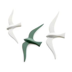 Lot de 3 décorations murales oiseaux, Tuga Vert Clair Grisé Taille Taille Unique