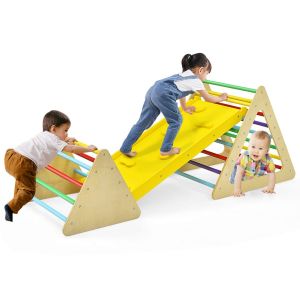 Coast 3-in-1 jouets d'escalade pour enfants - coloré - Grande échelle triangulaire 79.5x59.5x70 cm, Petite échelle triangulaire 59.5x51x45 cm, Rampe d'escalade 110x48x7.5 cm