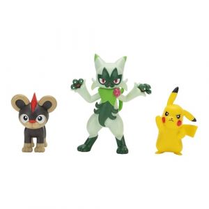 Jazwares Pokémon Pack de 3 Figurines de Combat Comprend Les Figurines de Combat Hélionceau et Pikachu de 5 cm et Matourgeon de 7,5 cm