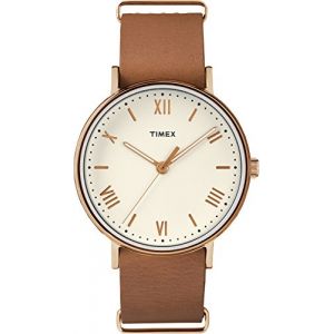 Image de Timex Southview - TW2R28800 - Affichage Analogique - Bracelet Cuir - Marron - Cadran Blanc - Mixte