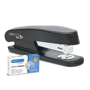 Rapesco 1482 ECO Sting Ray Agrafeuse à demi-bande/1000 agrafes de type 24/6 mm Noir