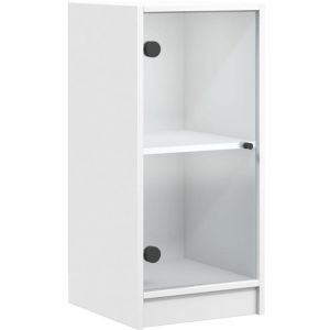 VidaXL Armoire latérale avec portes en verre blanc 35x37x75,5 cm Blanc