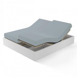 Drap-housse uni sp&eacute;cial sommier articul&eacute; pur coton Tertio - Gris Perle