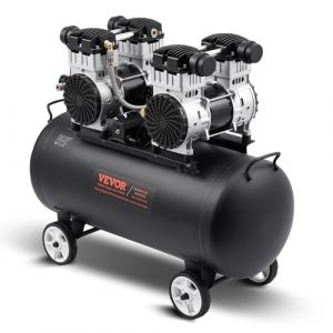VEVOR Compresseur d'Air sans Huile, Réservoir Acier 75 L, 2,65 kW, 14,6 CFM 90 PSI, Pression Max 125 PSI, Compresseur Silencieux Portable pour Réparation Automobile, Gonflage Pneus, Peinture Pistolet