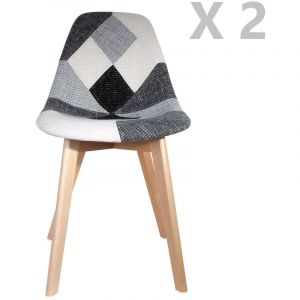 The home deco factory 2 Chaises design scandinave Patchwork - Gris